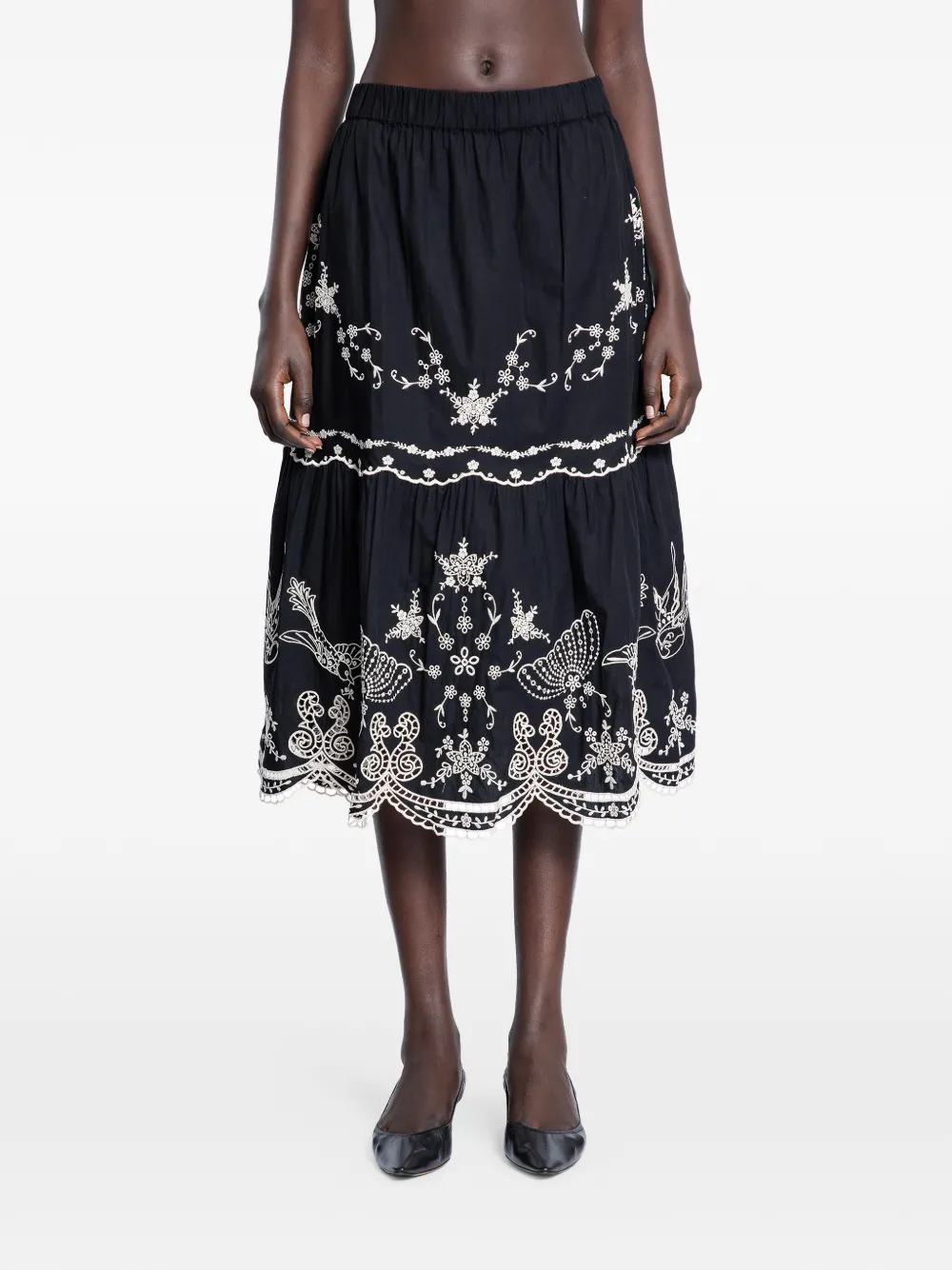 Sea embroidered kingsley skirt - Schwarz