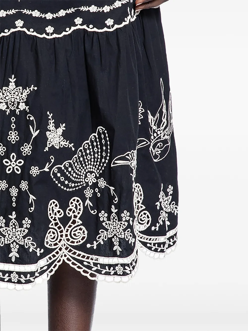 Sea embroidered kingsley skirt - Zwart