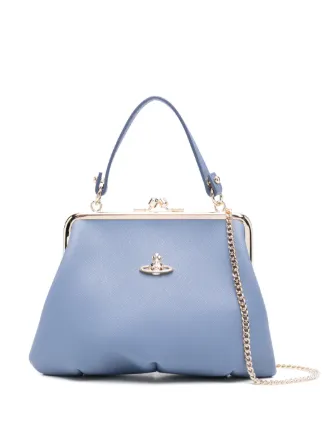 ★Vivienne Westwood★ Stone XL Frame Pulse Tote Bag Blue Ora Vivienne Westwood Women's' Extra Large Doll Frame Handbag in