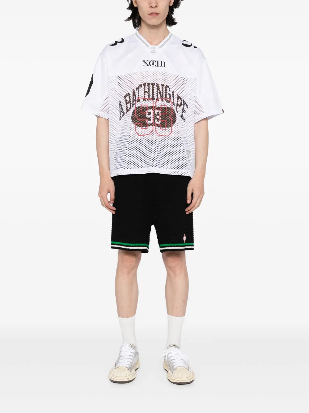 A BATHING APE Voetbalshirt met logo Wit