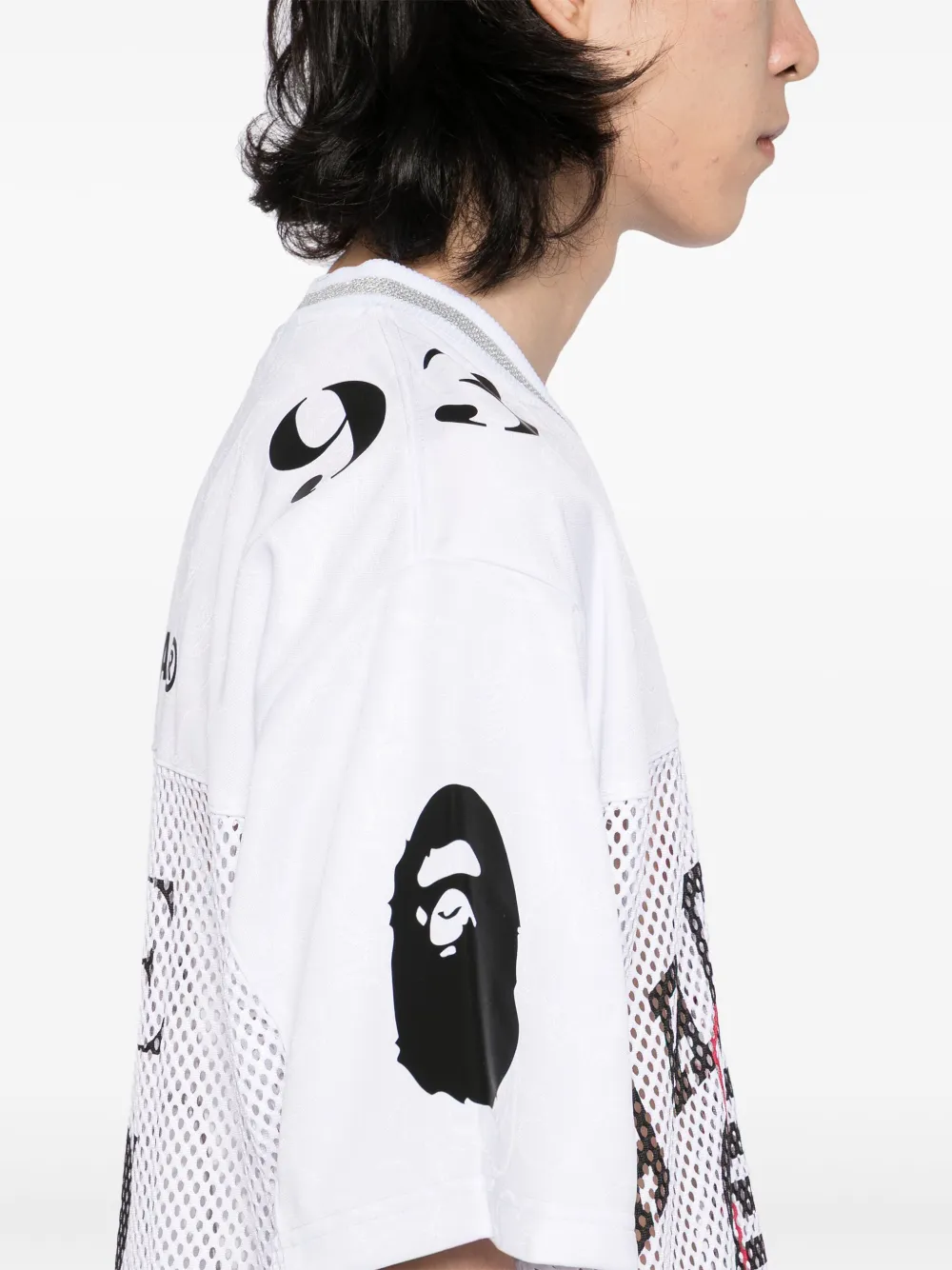 A BATHING APE Voetbalshirt met logo Wit