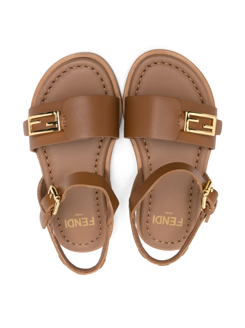 Fendi Kids leather sandals Brown