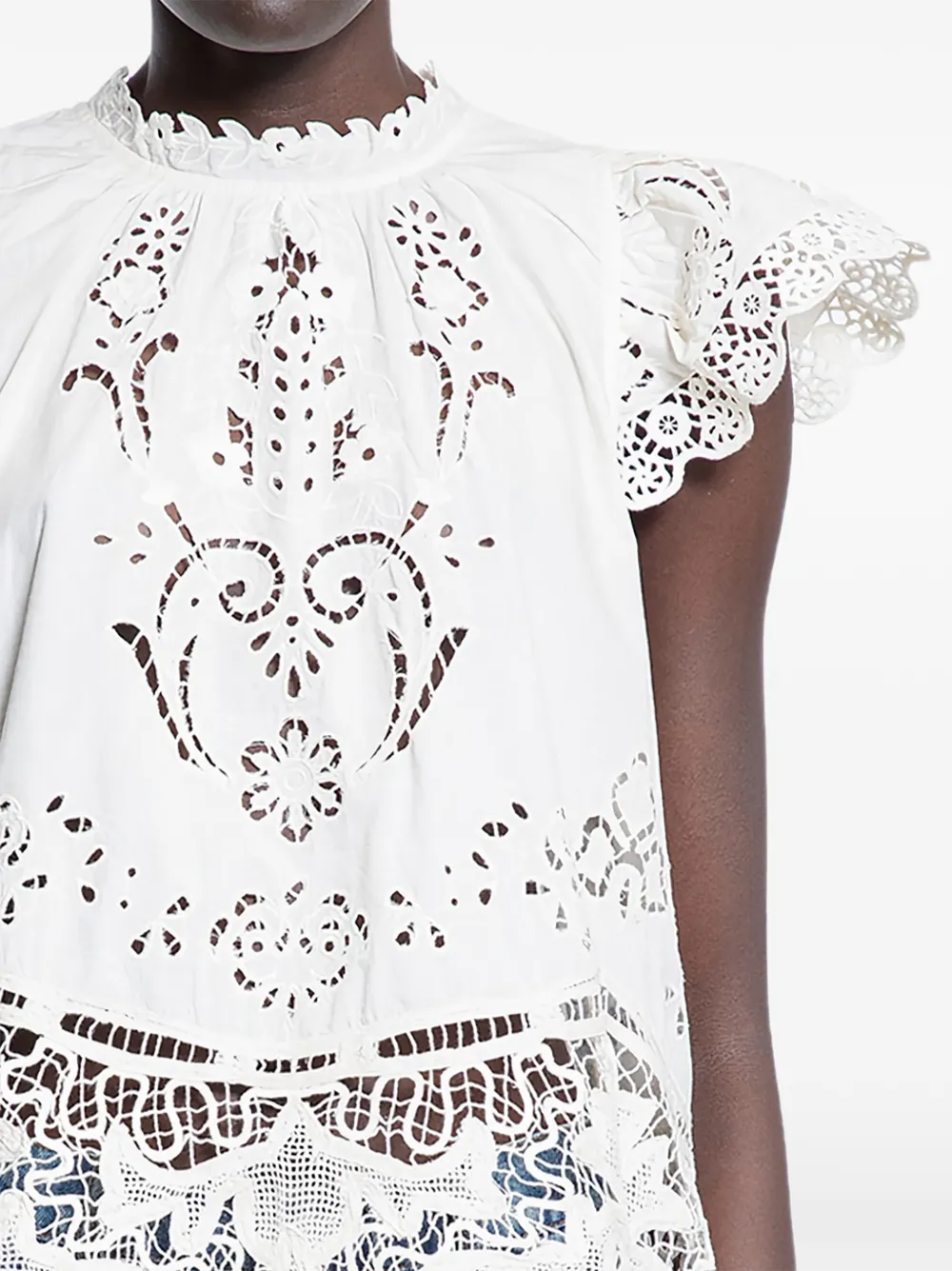 Sea lace-detail blouse - Wit