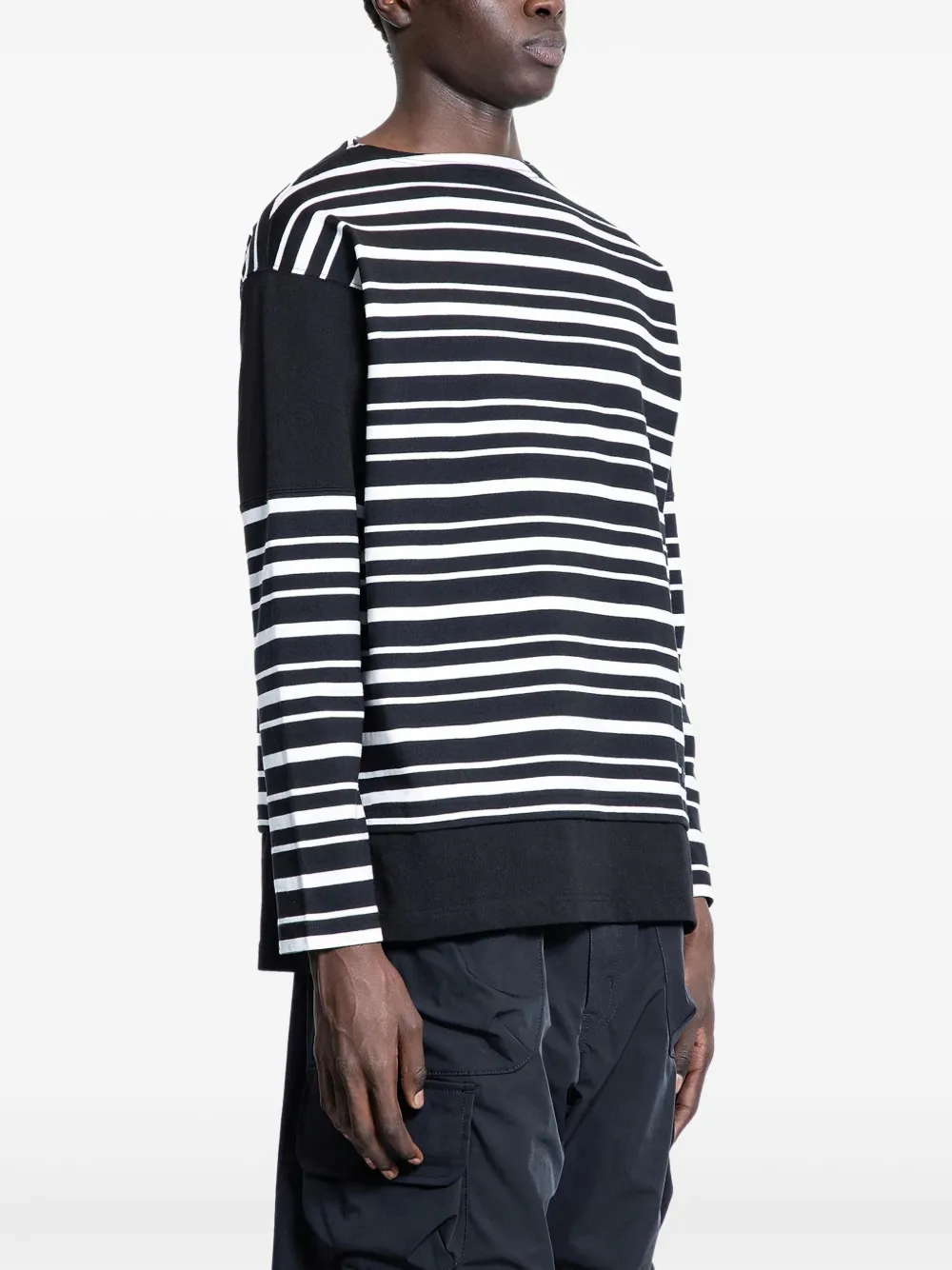 Comme des Garçons Homme Gestreept T-shirt met lange mouwen Zwart