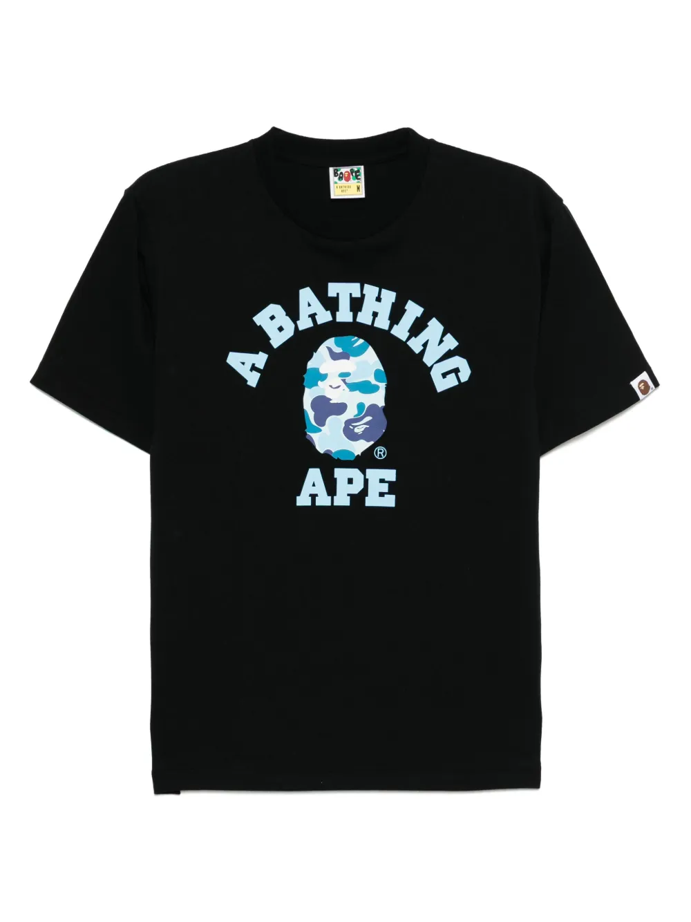 A BATHING APE® playera universitaria ABC con estampado militar | negro | Image 1