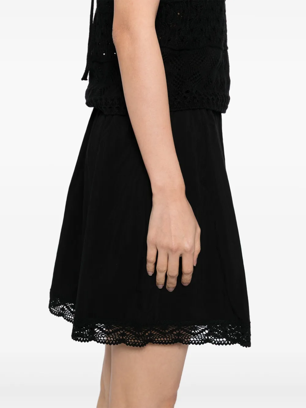 B+ab Crochet Top Skirt Set In Black