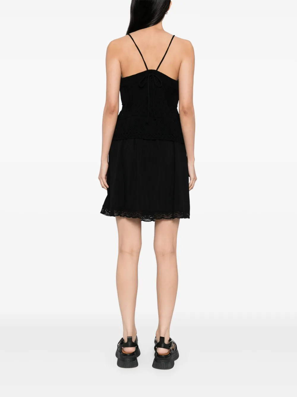 B+ab Crochet Top Skirt Set In Black