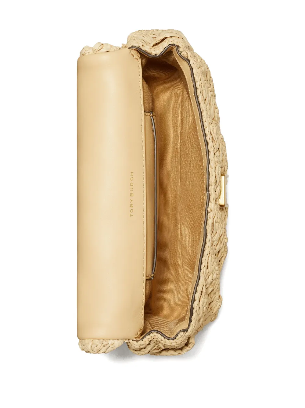 Tory Burch Kira geweven schoudertas met ketting Beige