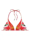 Tory Burch floral-print triangle bikini top - Pink