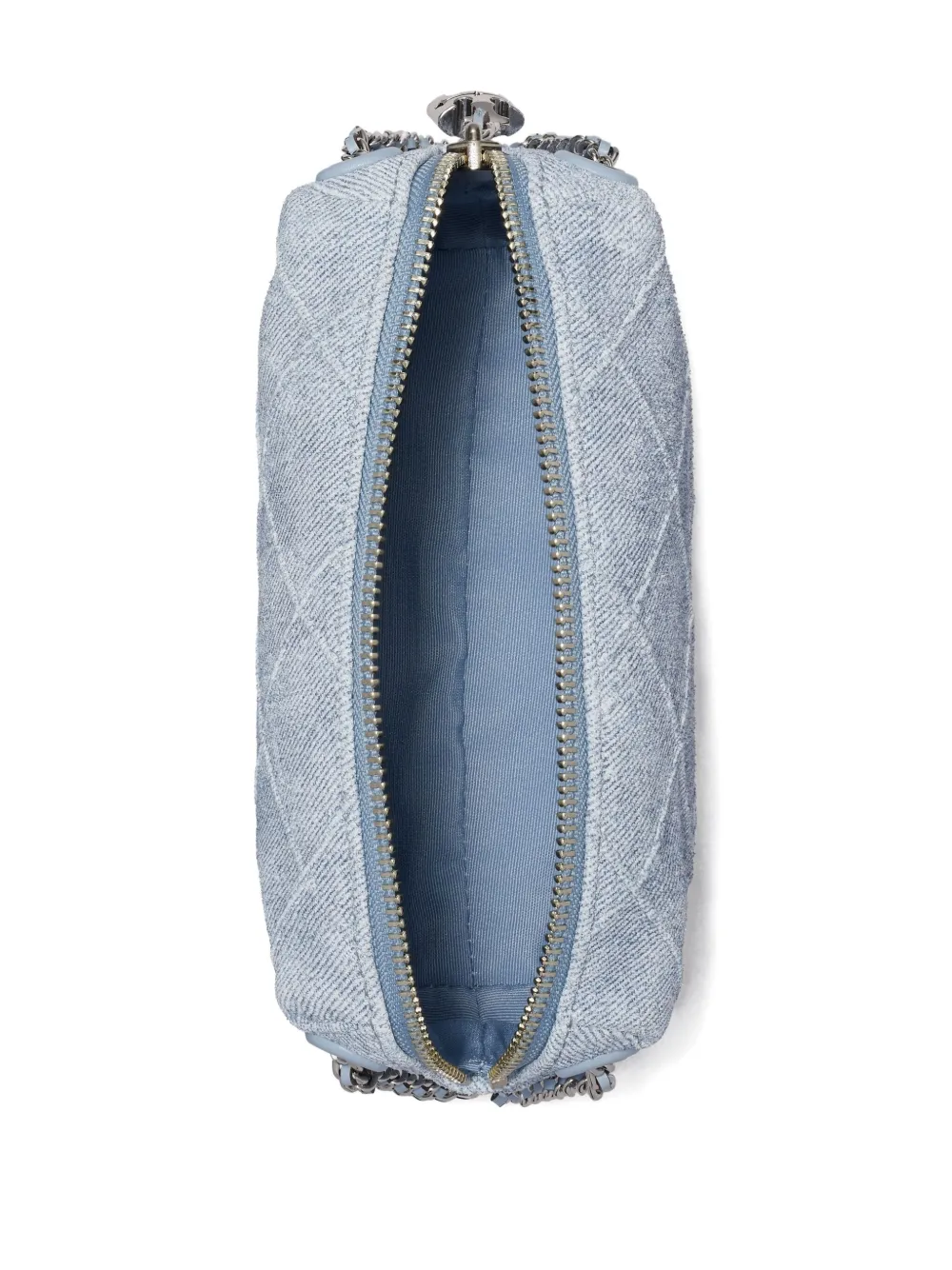 Tory Burch Fleming gewatteerde denim crossbodytas Blauw