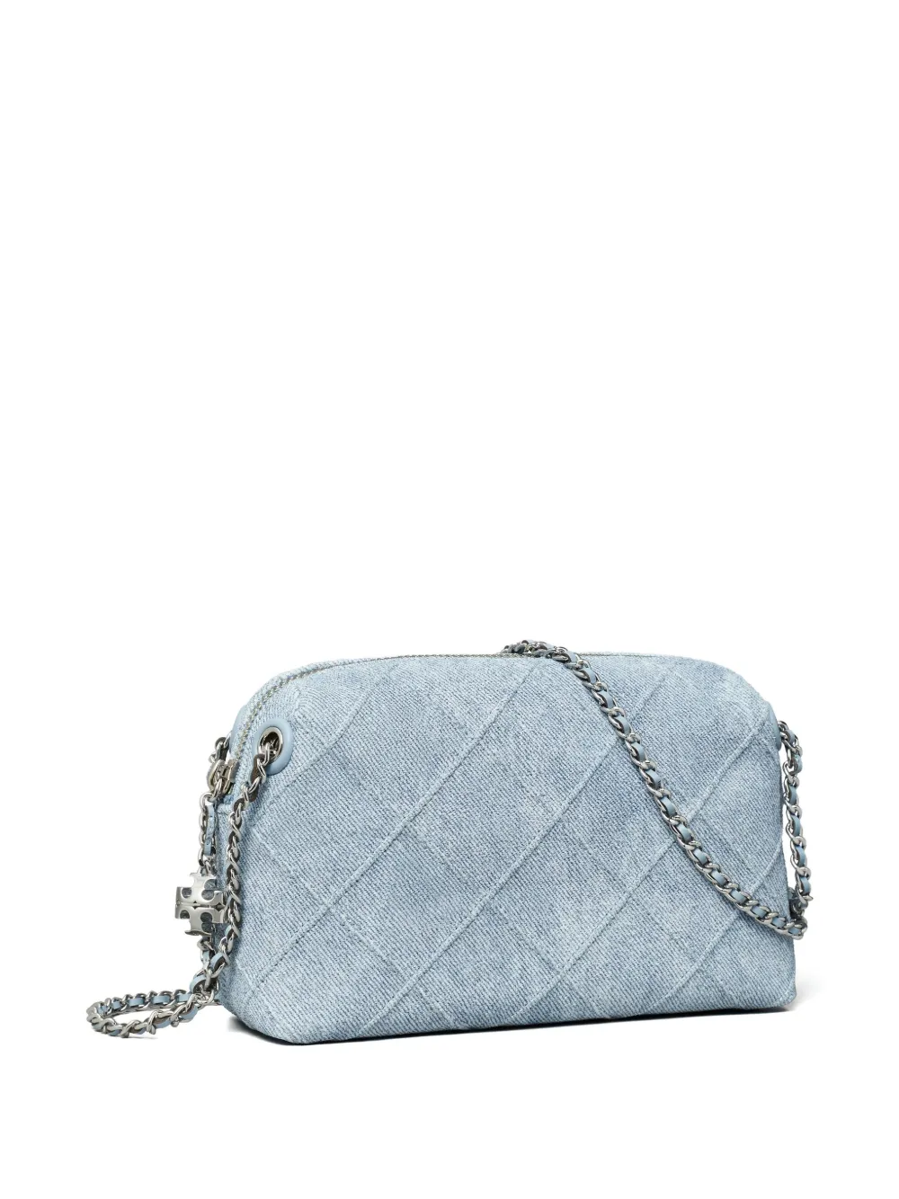 Tory Burch Fleming gewatteerde denim crossbodytas Blauw