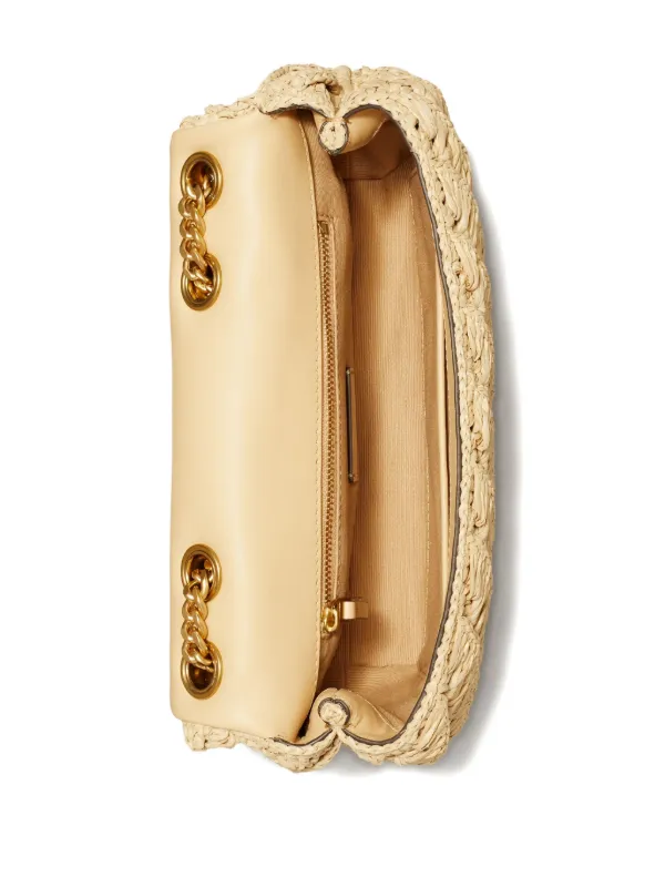 Tory Burch Kira Braided Straw Shoulder Bag Neutrals FARFETCH AO