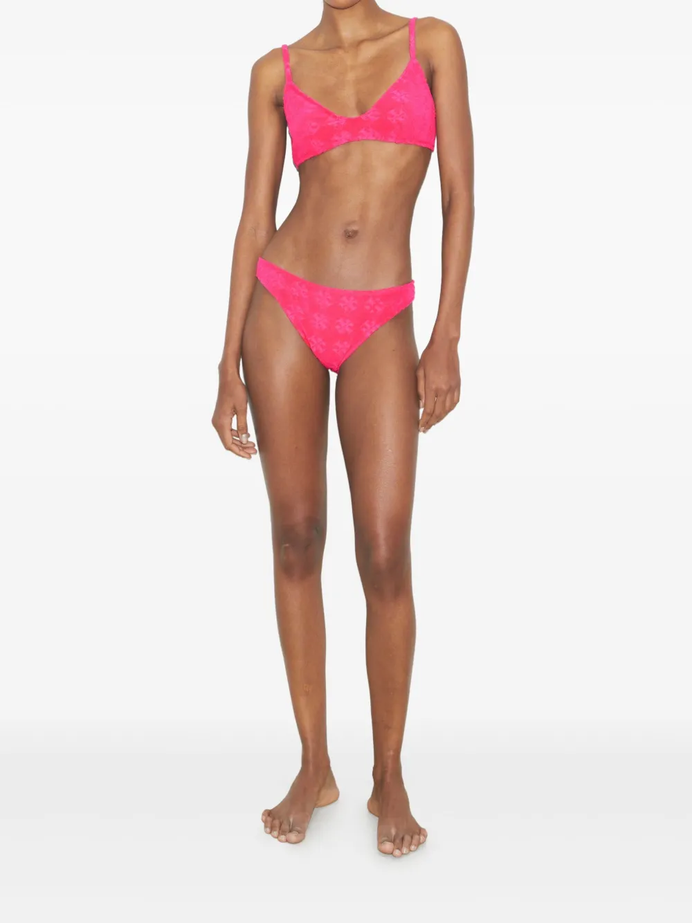 Tory Burch Adjustable V-neckline Textured Fabric Two-piece Set In Pink