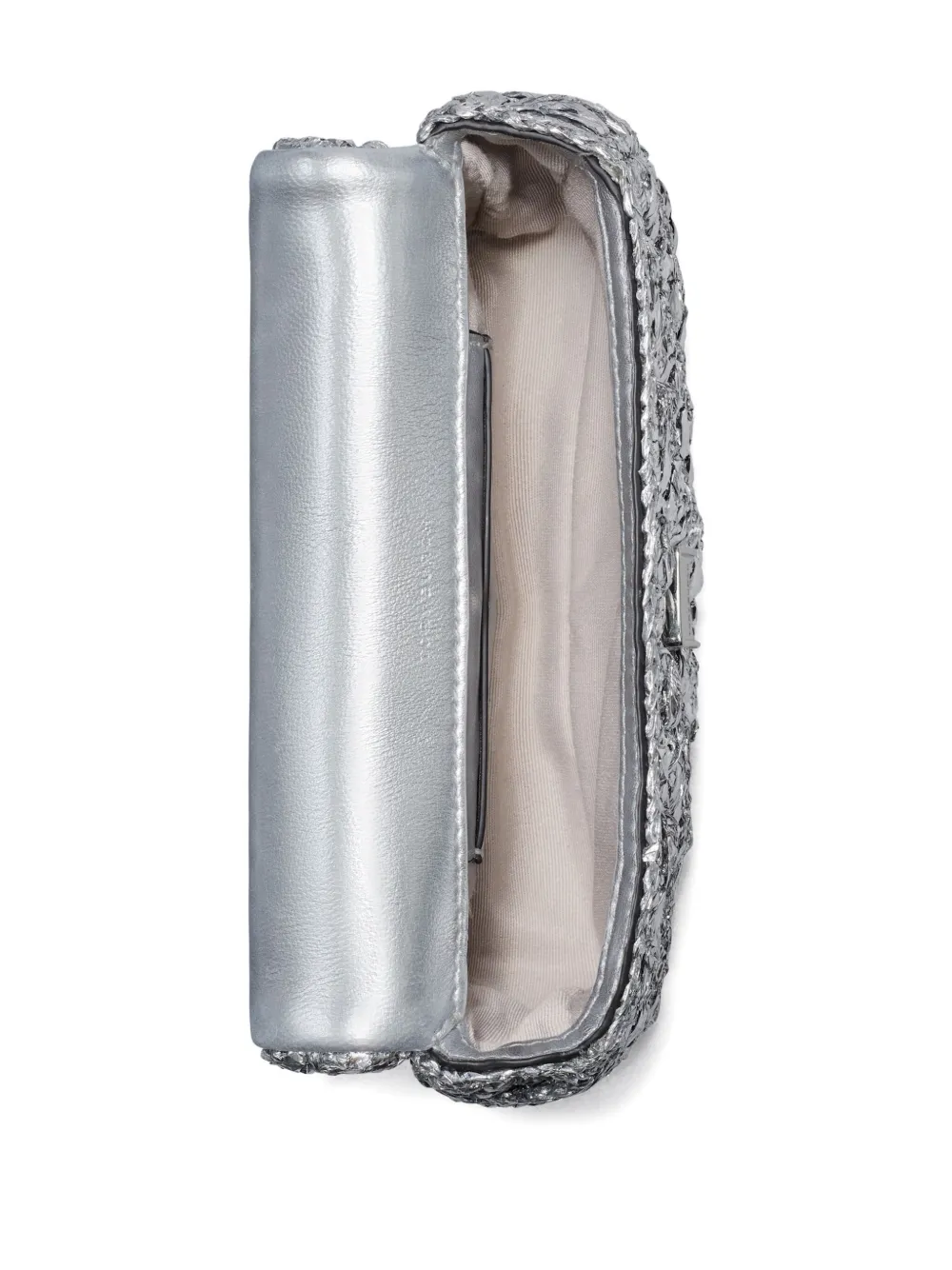 Tory Burch Mini Kira crossbodytas met chevron streep Zilver
