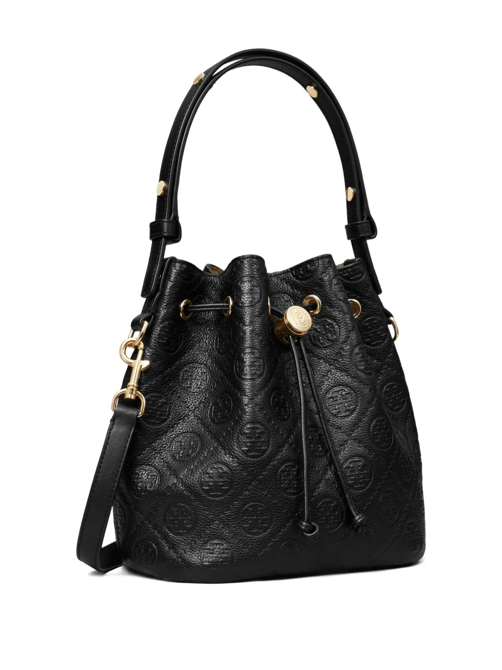 Tory Burch T-Monogram bucket-tas met textuur Zwart