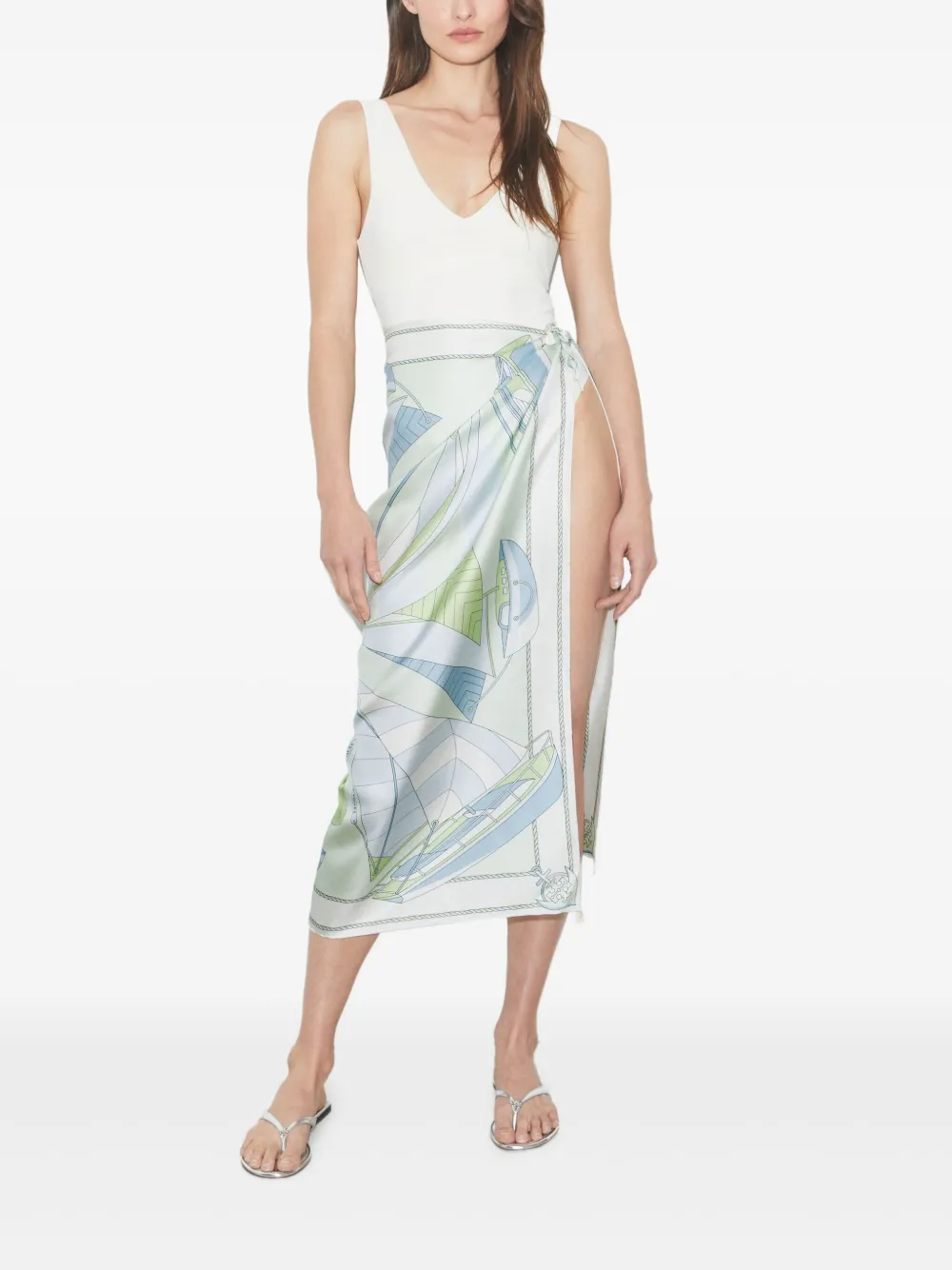 Tory Burch Zijden sjaal met print Groen