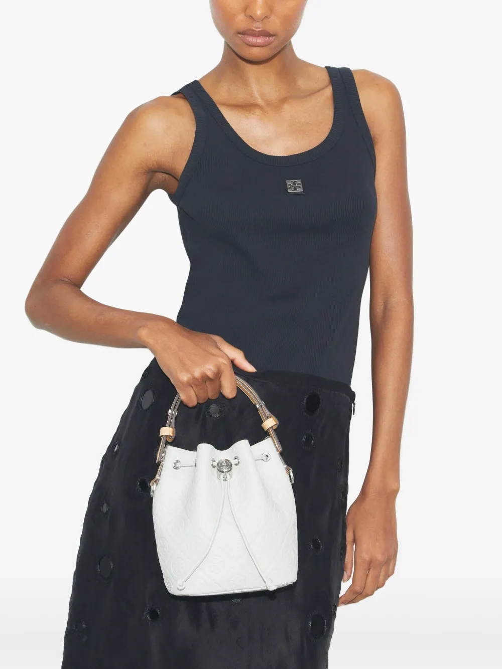 Tory Burch T Monogram mini bucket-tas Grijs