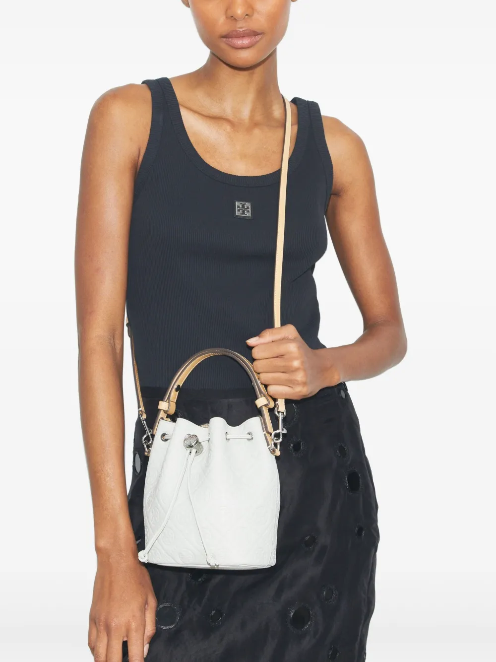 Tory Burch T Monogram mini bucket-tas Grijs
