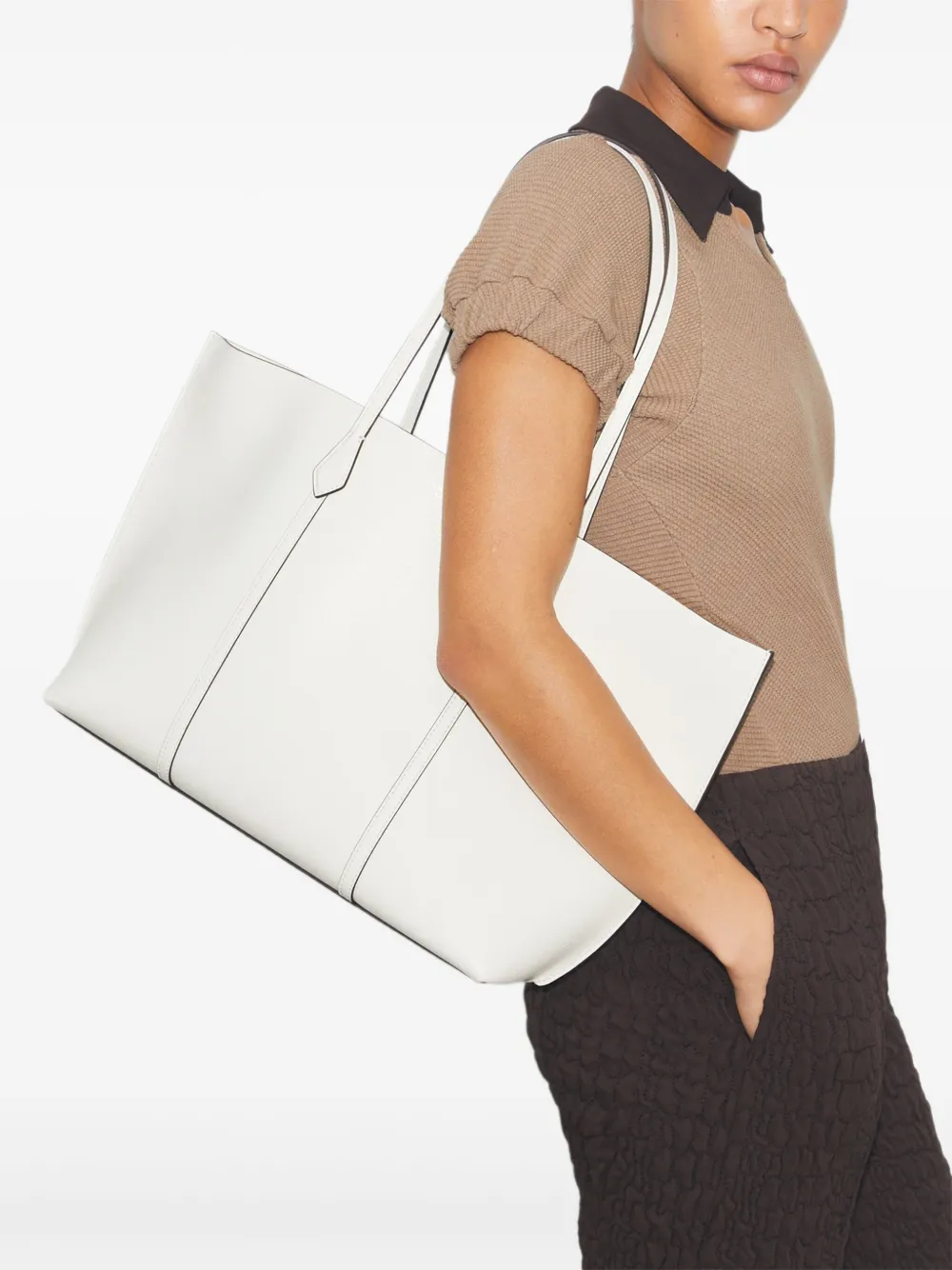 Tory Burch Perry gestructureerde shopper Wit