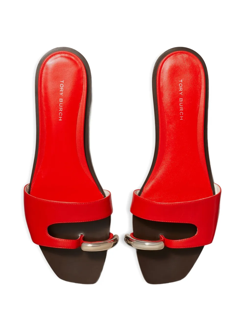 Tory Burch Pierced open-toe slide sandals Red