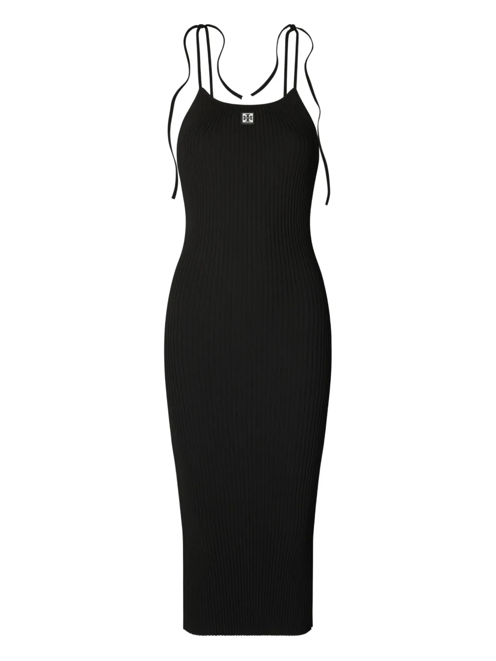 Tory Burch Geribbelde midi-jurk met spaghettibandjes Zwart
