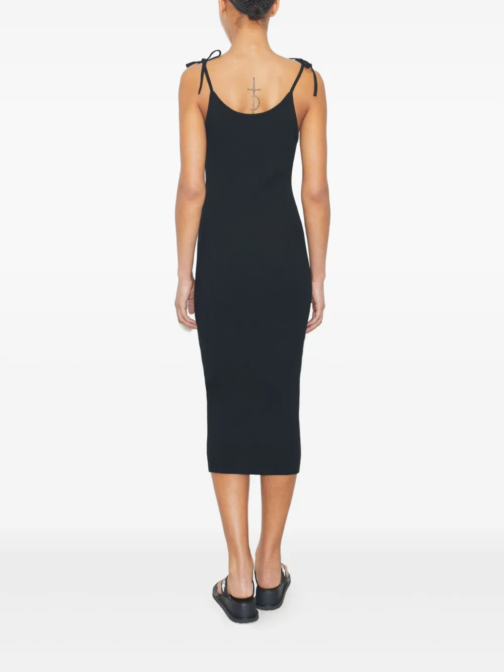 Tory Burch Geribbelde midi-jurk met spaghettibandjes Zwart