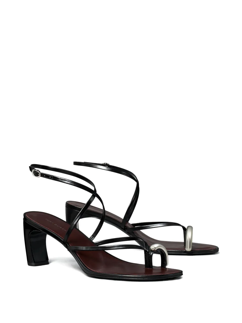 TORY BURCH PIERCED STRAPPY OPEN-TOE HEELS