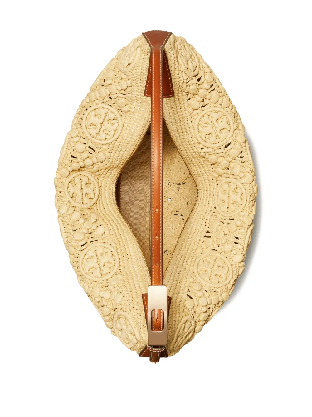 Tory Burch Schoudertas met monogram Beige