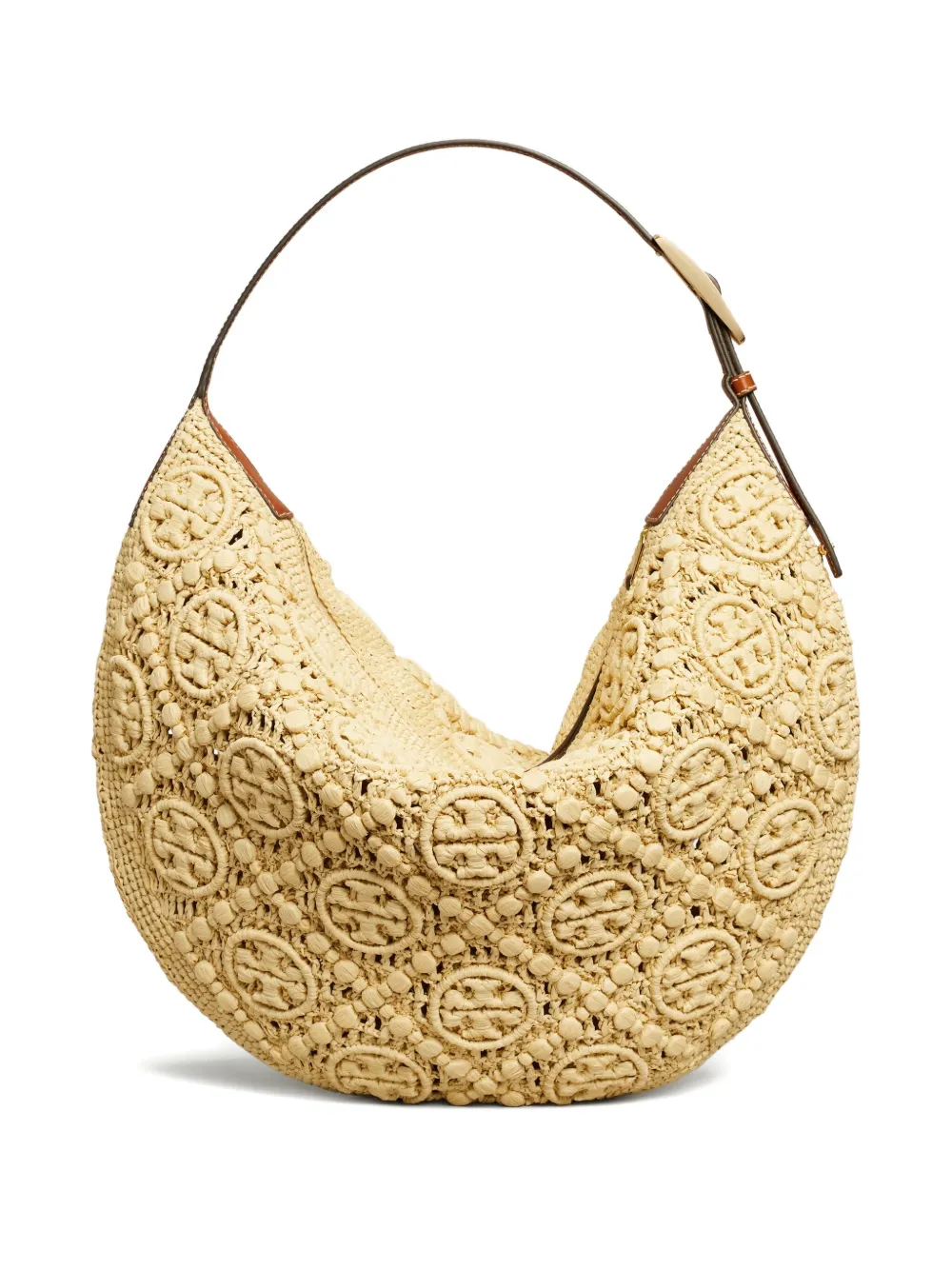Tory Burch Schoudertas met monogram Beige