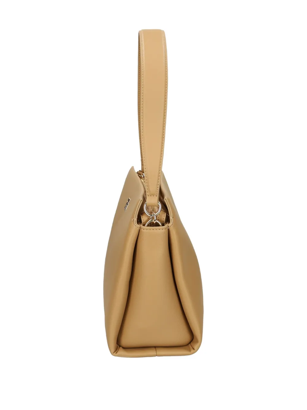 Tommy Hilfiger Leren schoudertas met logo-reliëf Beige