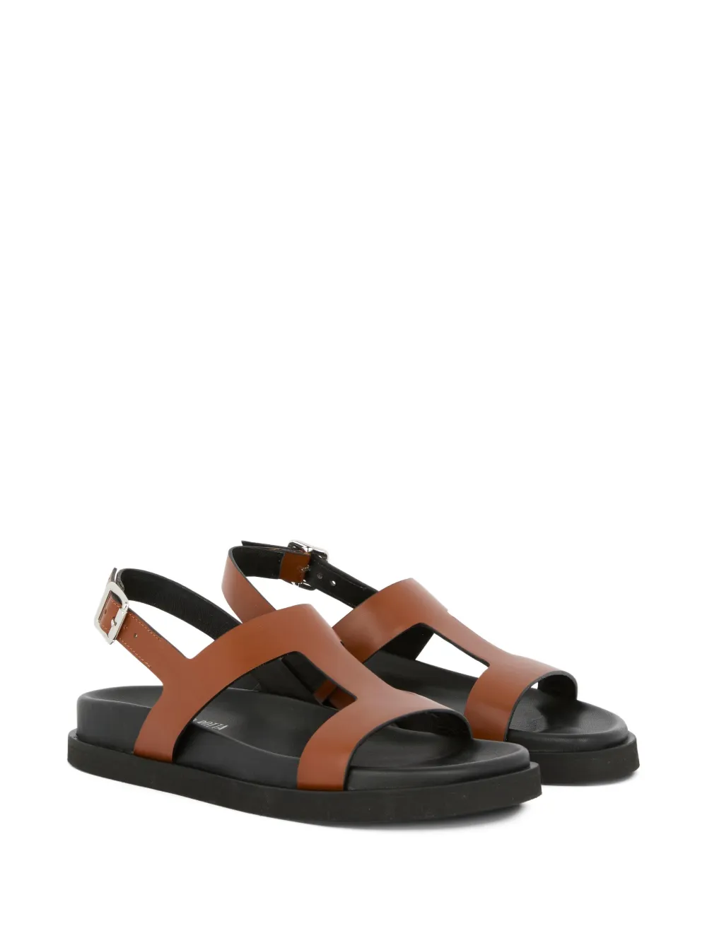 GUGLIELMO ROTTA Thea cross-strap leather sandals - Bruin