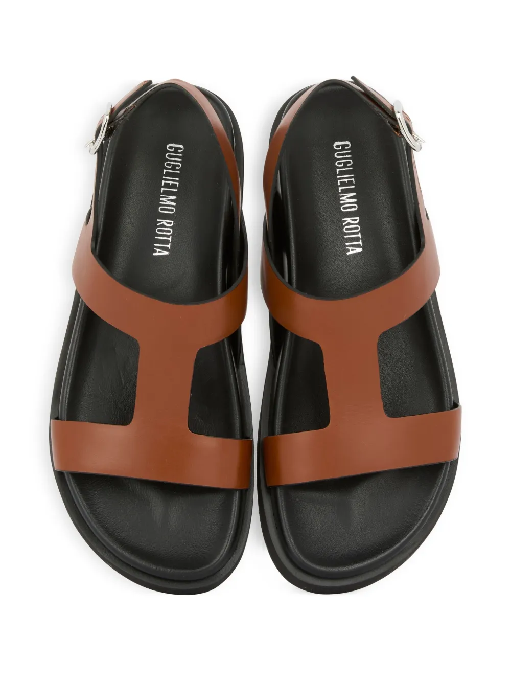 GUGLIELMO ROTTA Thea cross-strap leather sandals Bruin