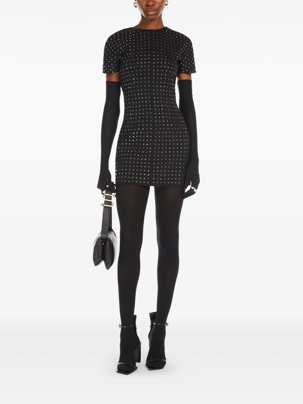 Sportmax Mini-jurk verfraaid met stras - Zwart