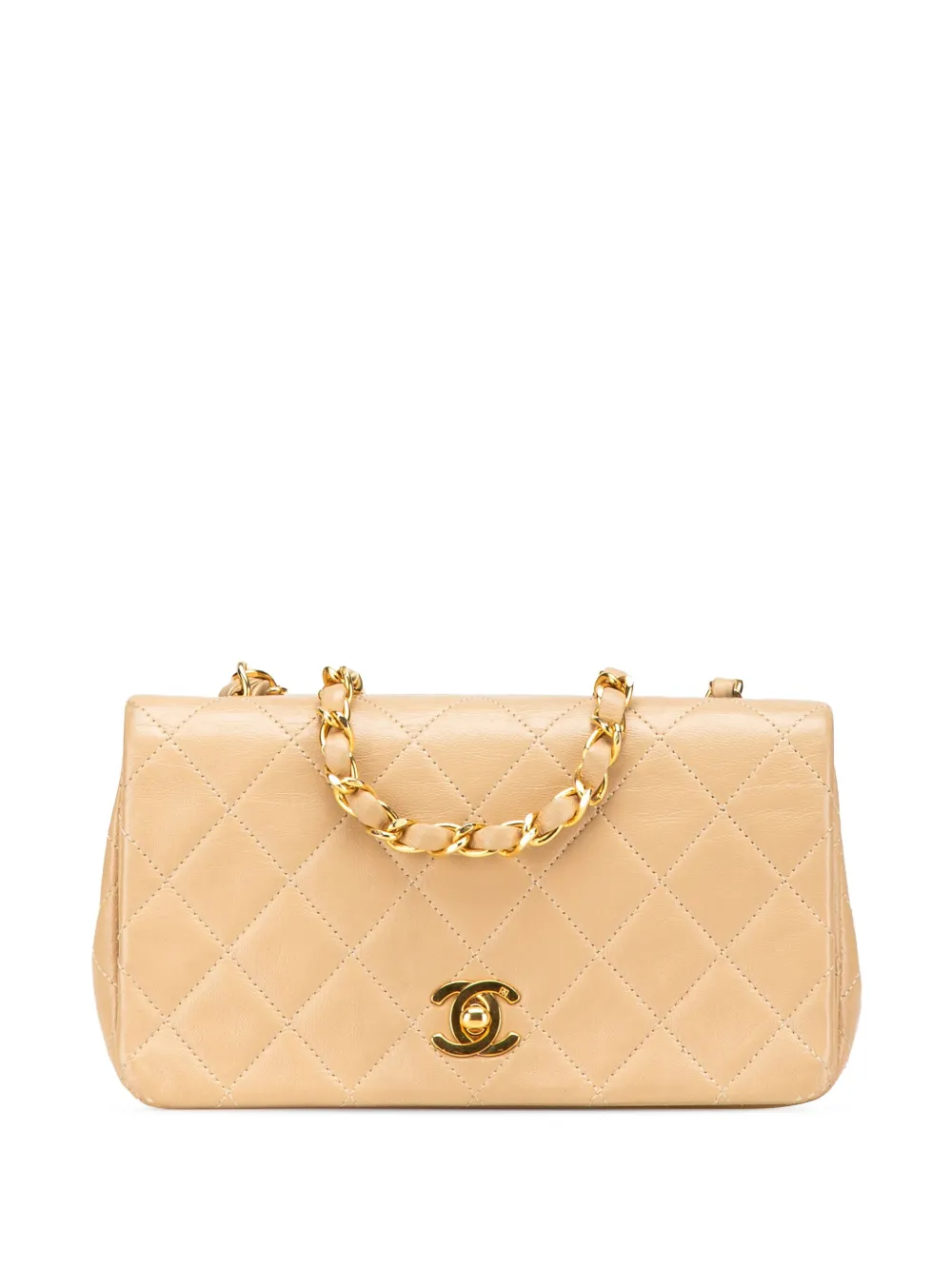 Pre-owned Chanel 1989-1991 Mini Rectangular Cc Quilted Lambskin Full Single Flap Crossbody Bag