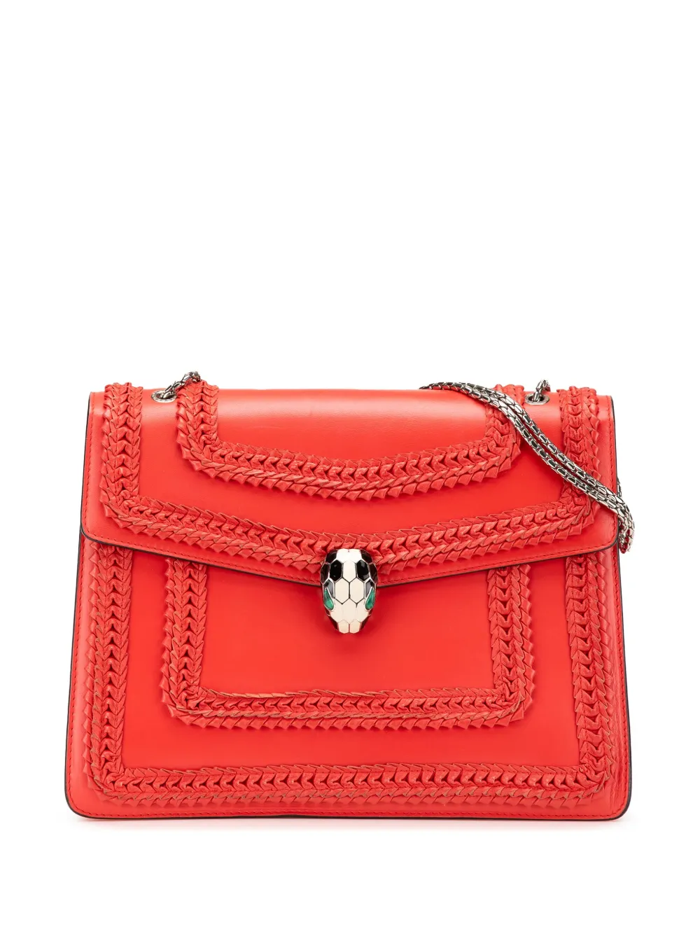 Pre-owned Bvlgari 2000-2024 Large Leather Plisse Serpenti Forever Shoulder Bag