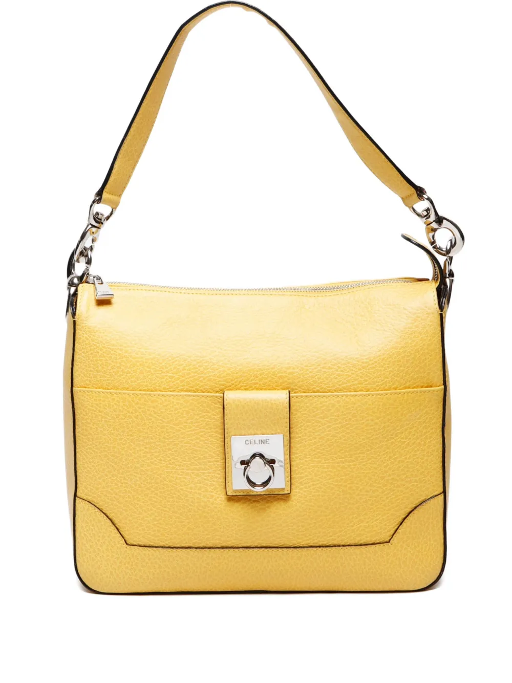 Céline Pre-Owned 2000s ロゴプレート レザー ショルダーバッグ - イエロー Céline Pre-Owned 2000s ロゴプレート レザー ショルダーバッグ - イエロー