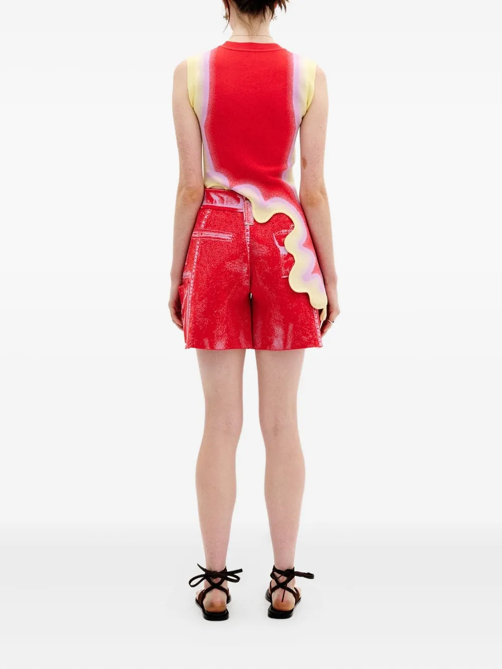 Ph5 Heather Fake-cargo-print Shorts In Red