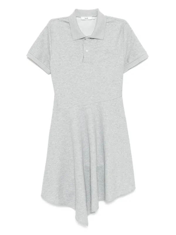 girls grey polo dress Teen Girls Summer Grey And White Contrast Collar Polo Dress,Back-To-School Graduation Butterfly Embroidery Ribbed Knit Snug Fit Casual Preppy Dress