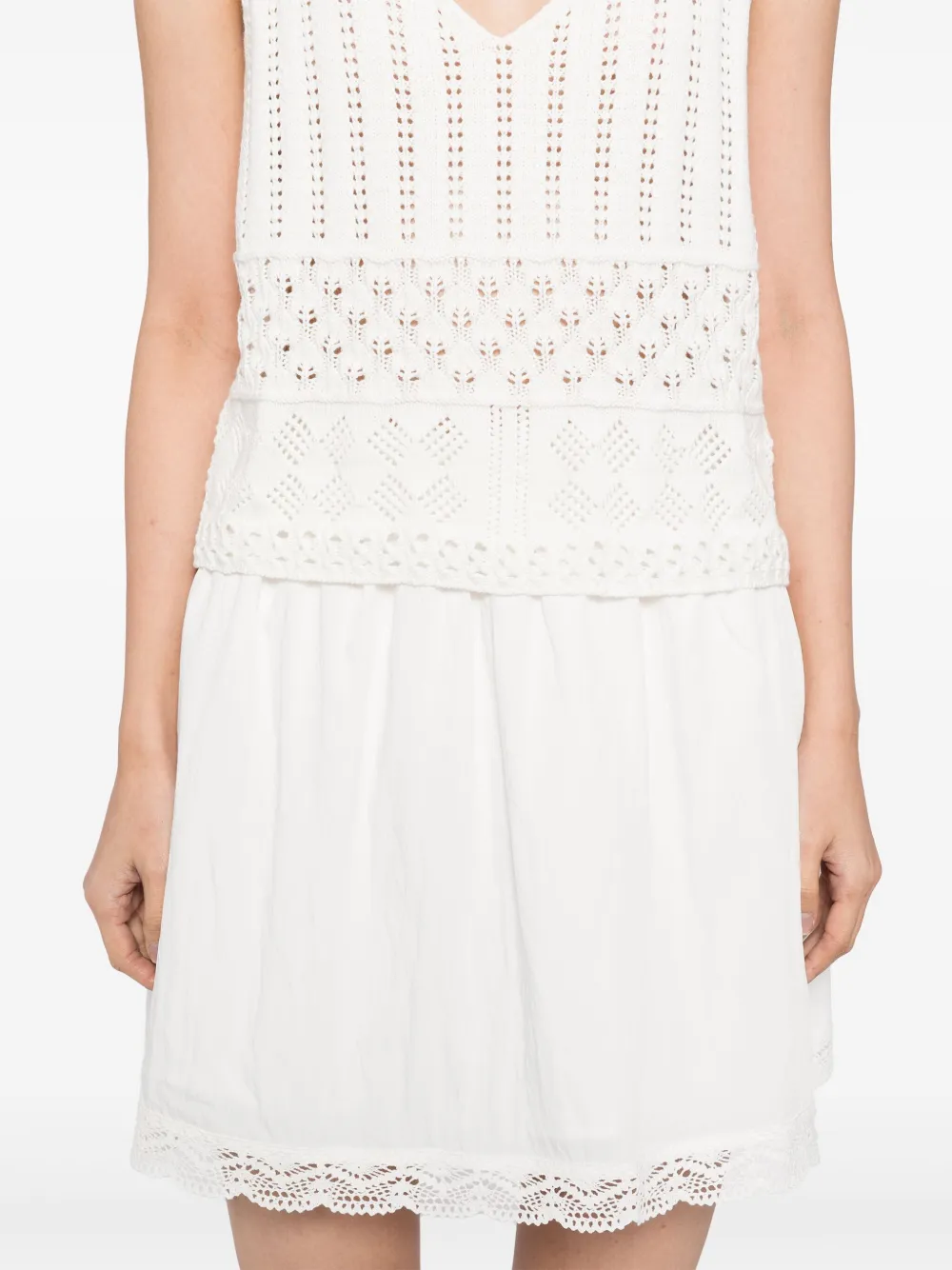 B+ab Crochet Top Skirt Set In White