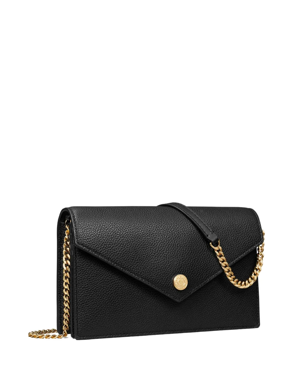 Tory Burch Grained Leather Envelope Clutch Bag In Black