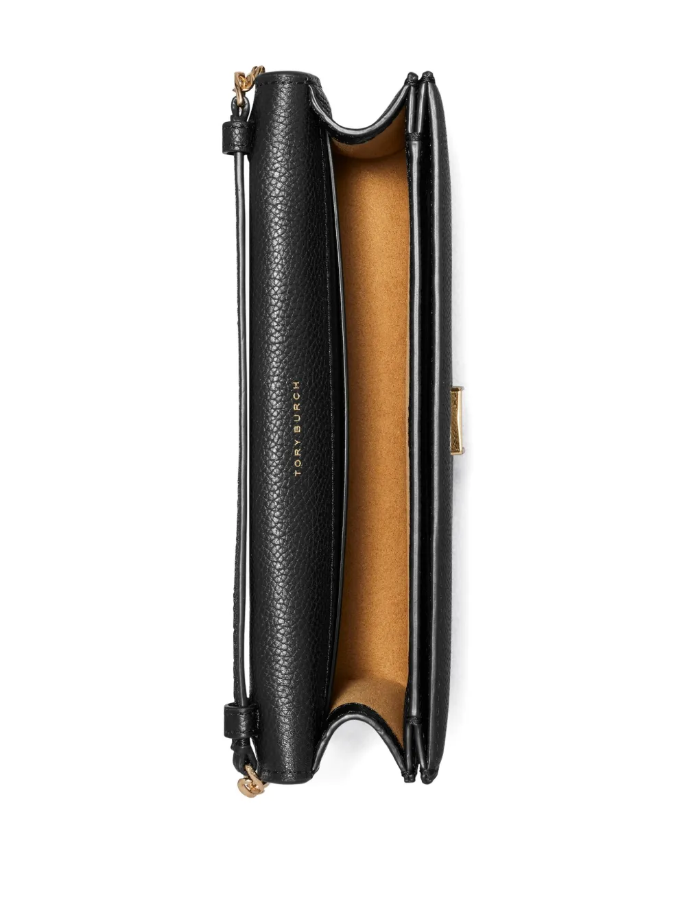 Tory Burch Grained Leather Envelope Clutch Bag In Black