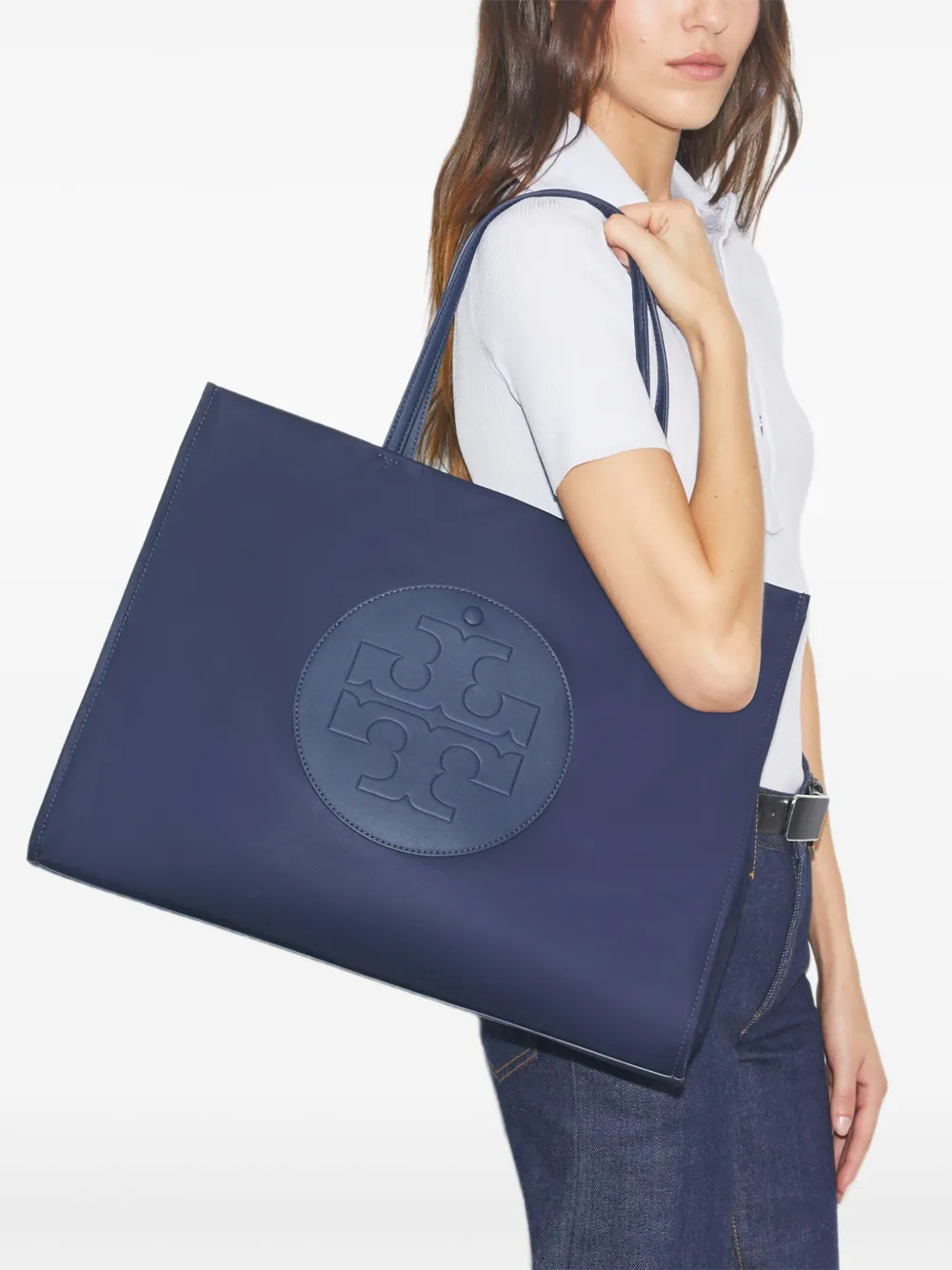 Tory Burch Ella Logo-embossed Tote Bag In Blue