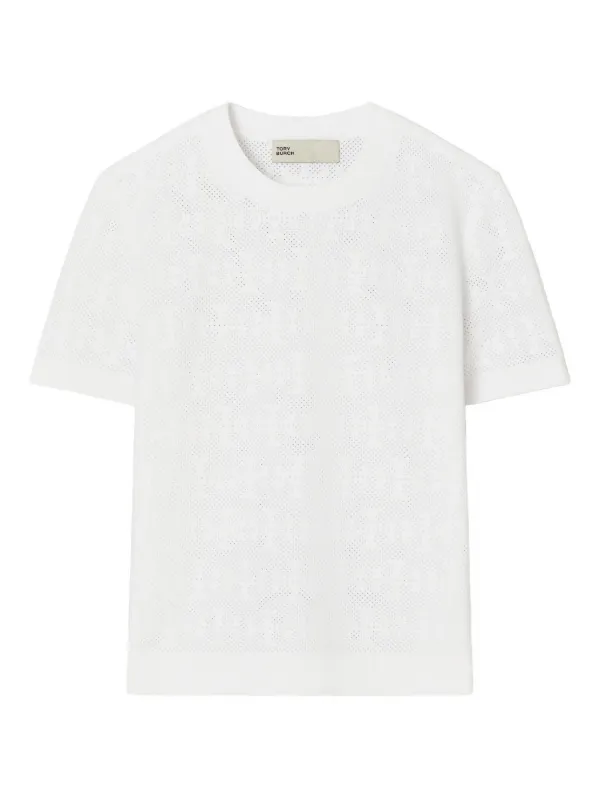 Tory Burch Patterned Short-sleeve Top in White