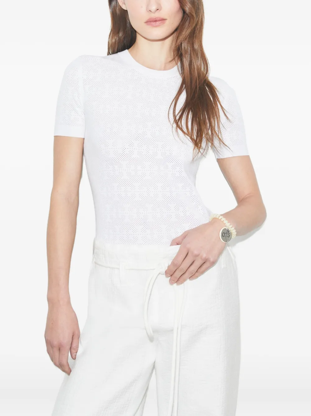 Tory Burch Top met korte mouwen en patroon Wit
