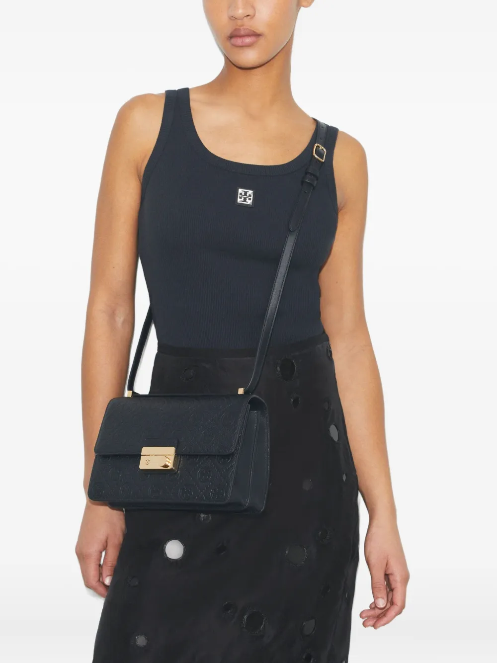 Shop Tory Burch T-monogram Embossed Leather Shoulder Bag