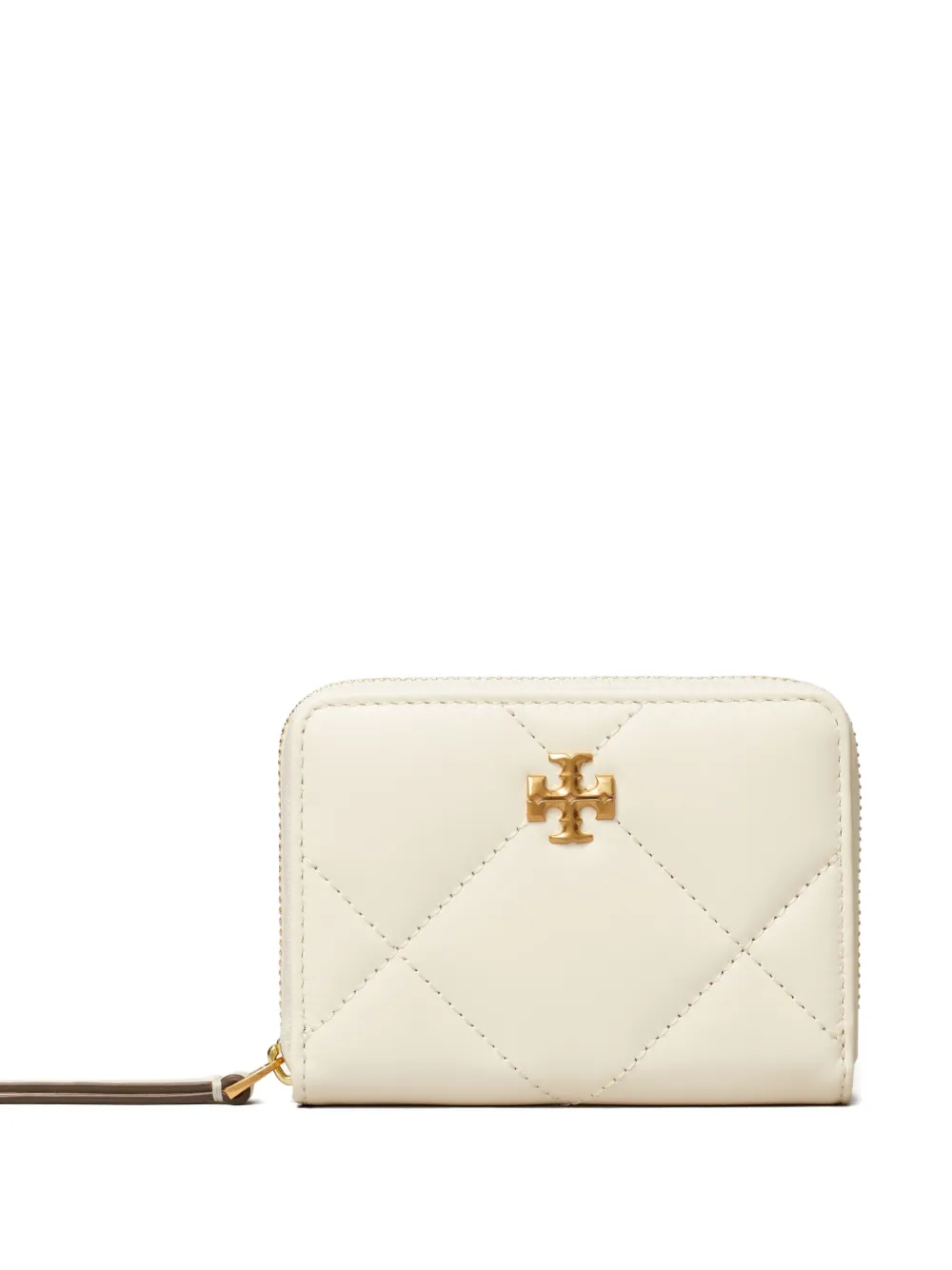 Tory Burch Small Kira Diamond Quilt Zip-around Wallet In White
