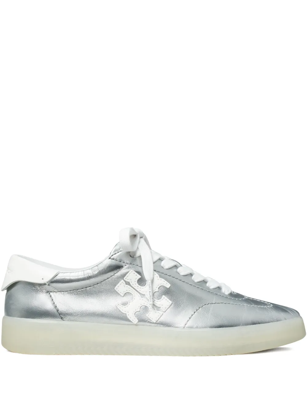 TORY BURCH PHOENIX METALLIC LEATHER LACE-UP SNEAKERS