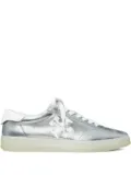 Tory Burch Phoenix metallic leather lace-up sneakers - Silver