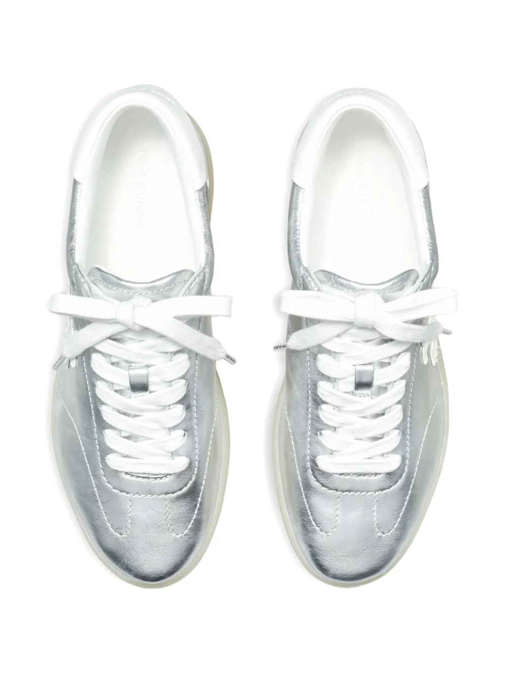TORY BURCH PHOENIX METALLIC LEATHER LACE-UP SNEAKERS