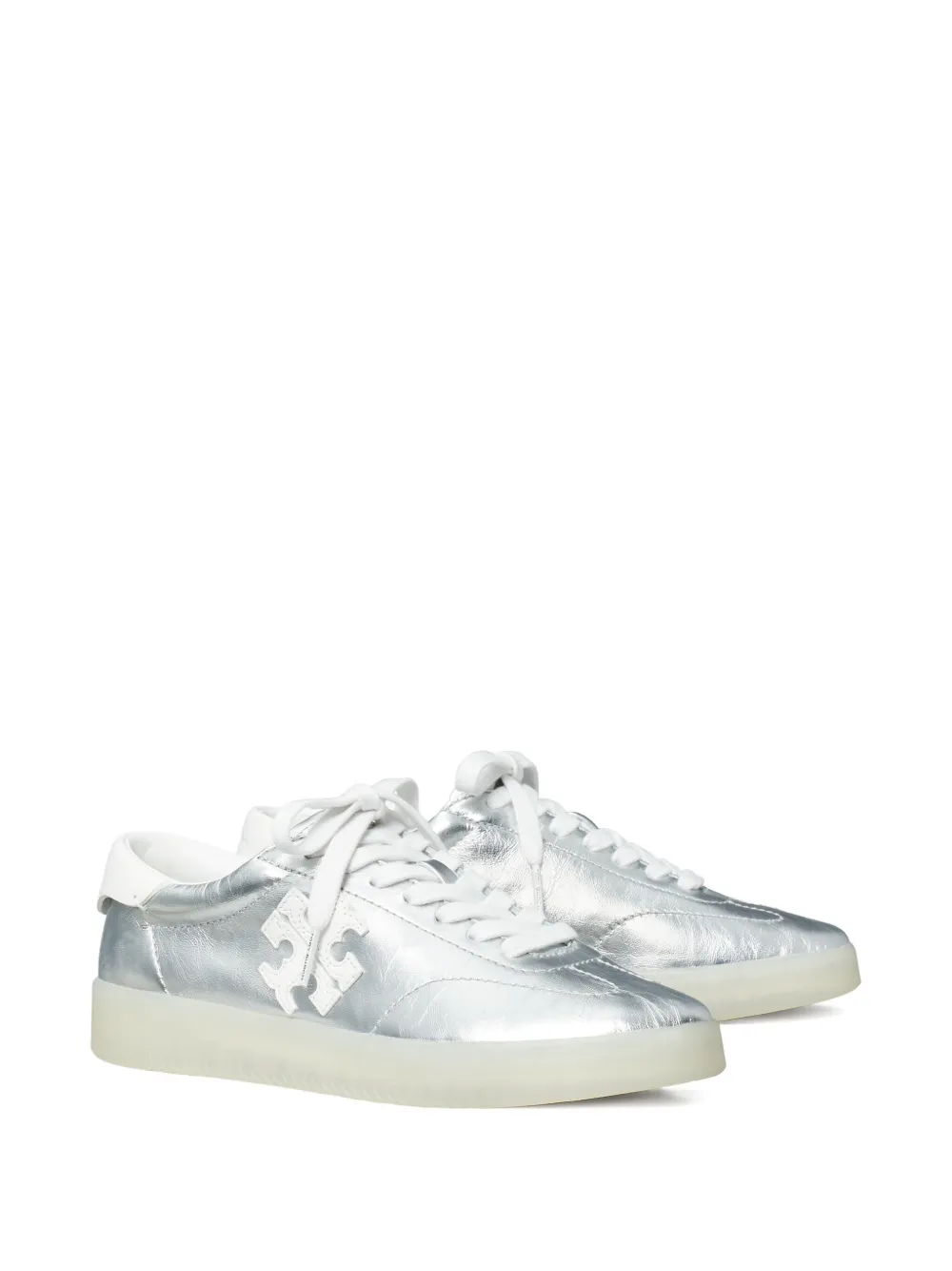 TORY BURCH PHOENIX METALLIC LEATHER LACE-UP SNEAKERS